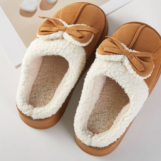 Cozy Bow Faux Fur Lined Slippers
