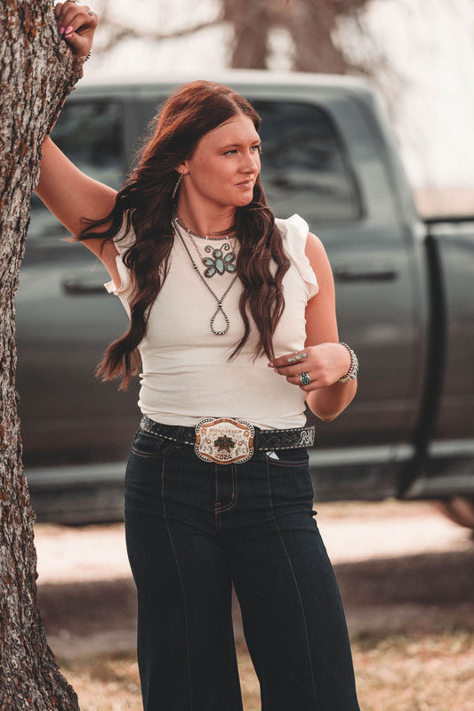 Crystal Flutter Sleeve Knit Top - Medium and large remaining