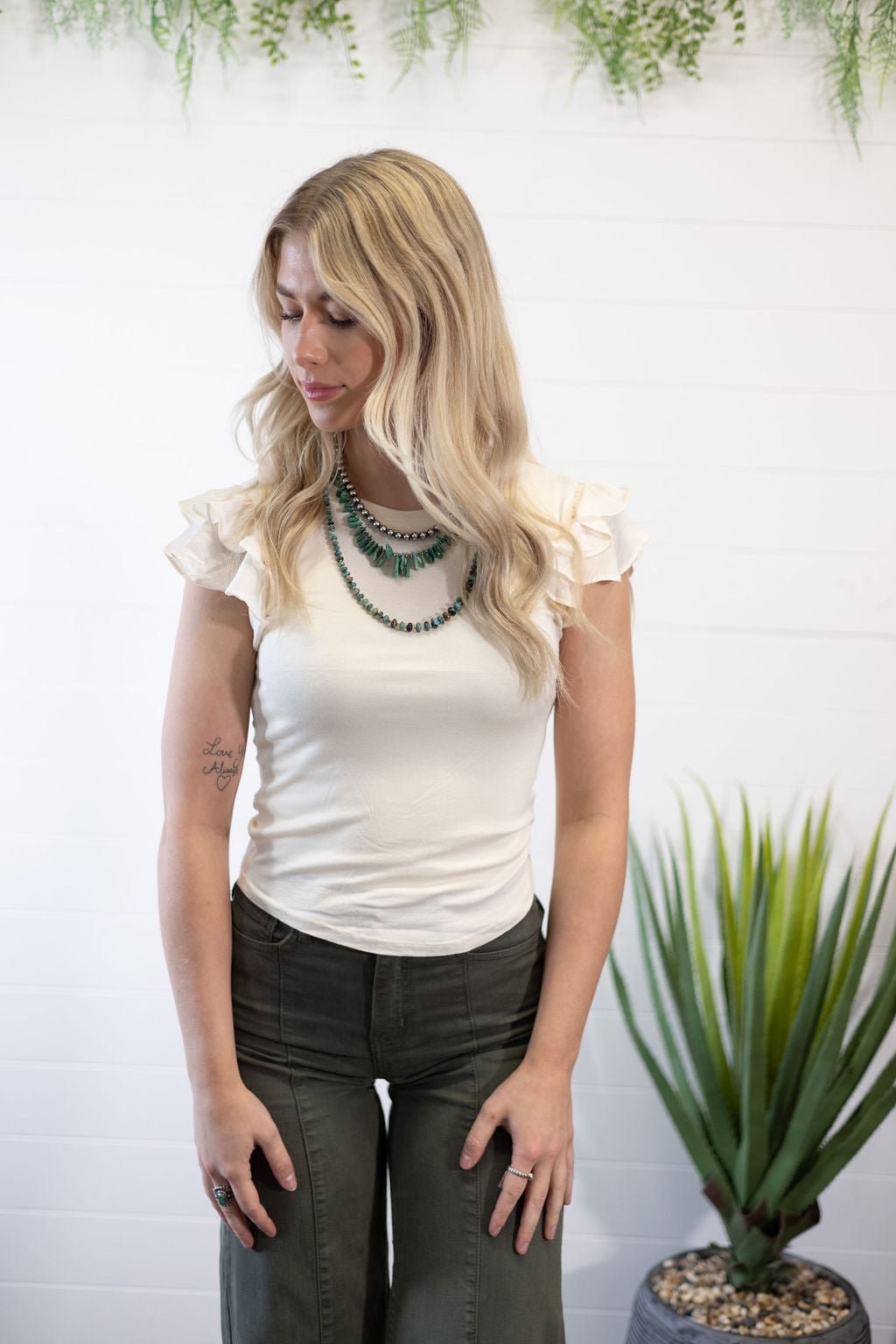 Crystal Flutter Sleeve Knit Top - Medium and large remaining