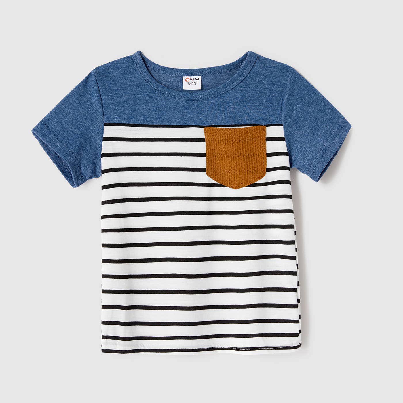 Family Matching Blue Cap-sleeve Belted Midi Dresses and Tee: Blue