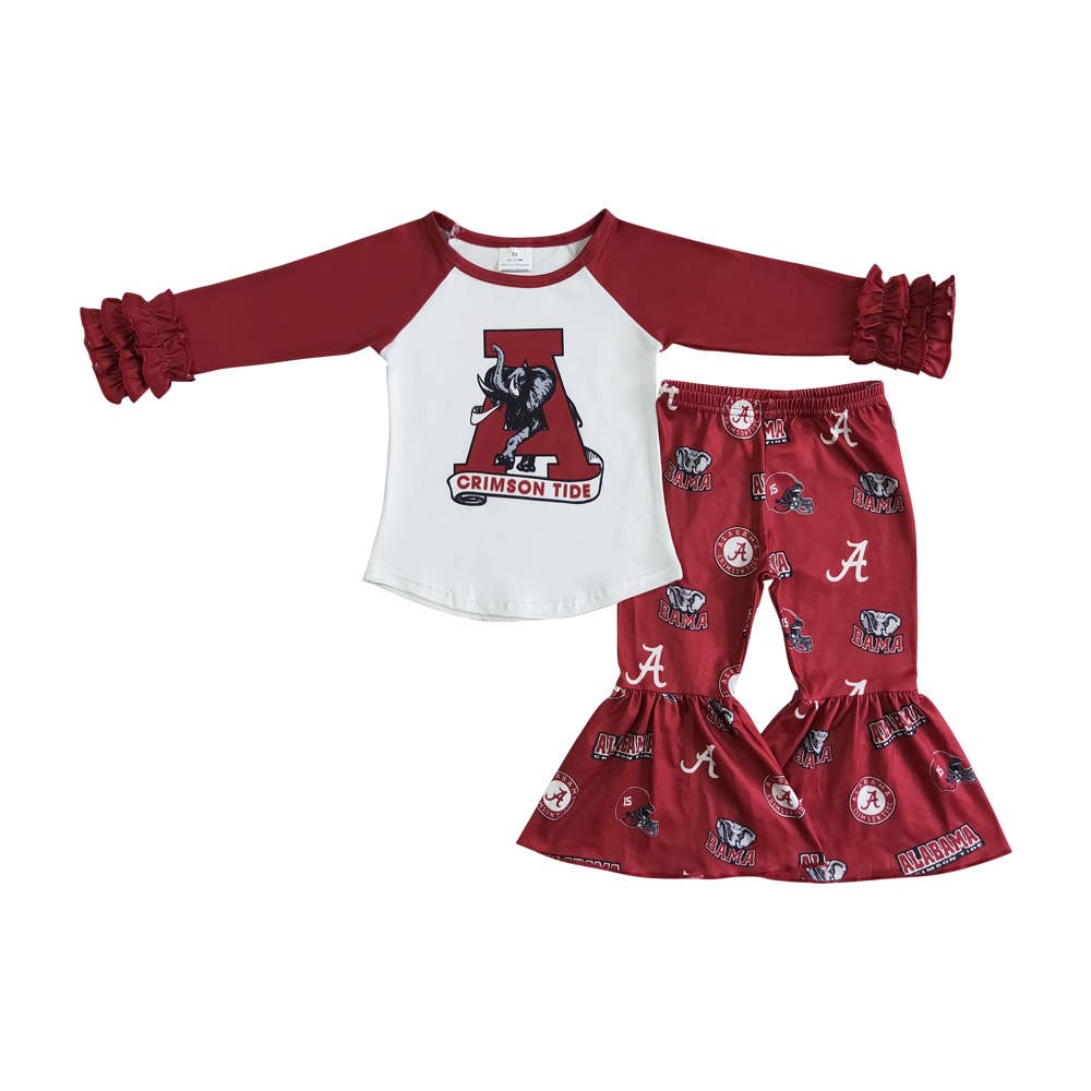 Baby Girls Alabama football team bell pants sets: 2T