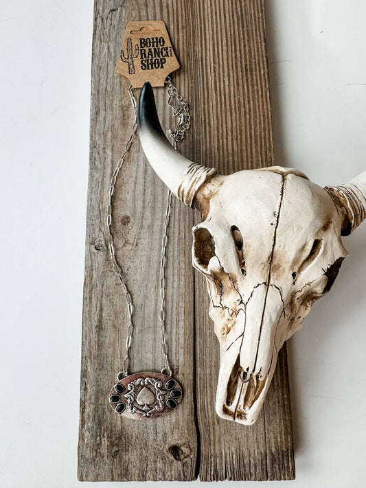 Western Card Theme Metal Necklace