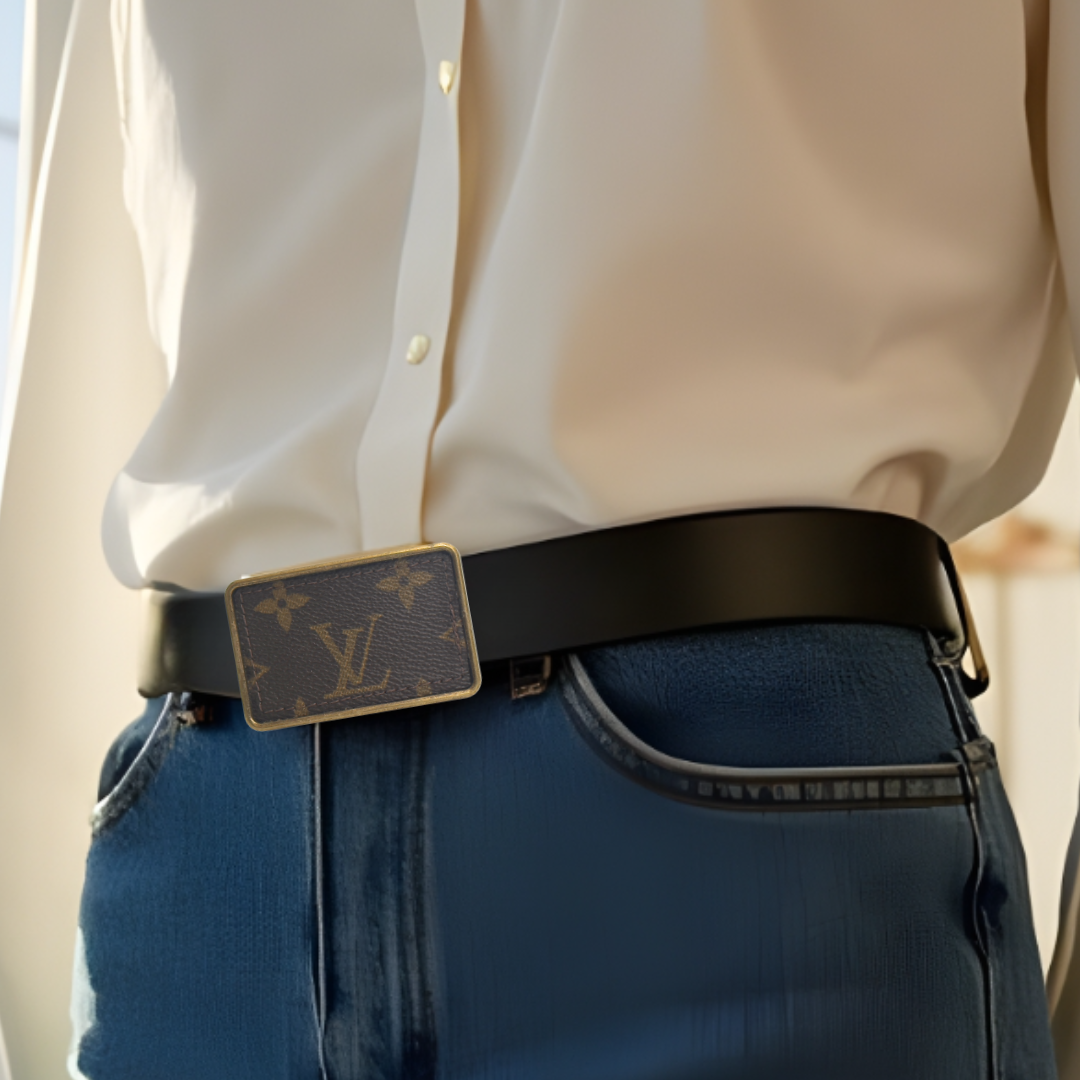Boujee Upcycled LV & Leather Belt