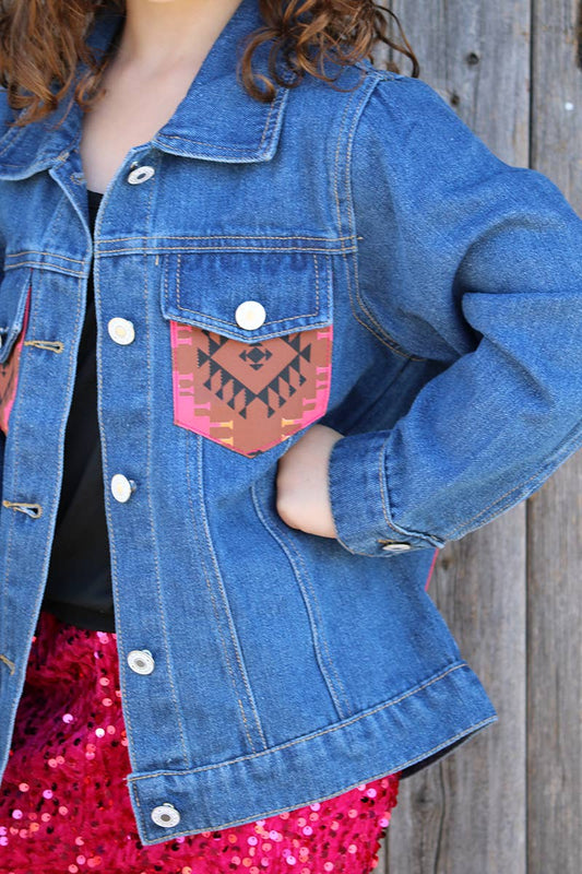 Denim Jacket w/ Aztec Pocket