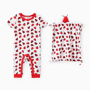 Baby Boy/Girl 2pcs Bamboo Fabric Ladybug Print Pajama Jumpsuit with Soothing Towel