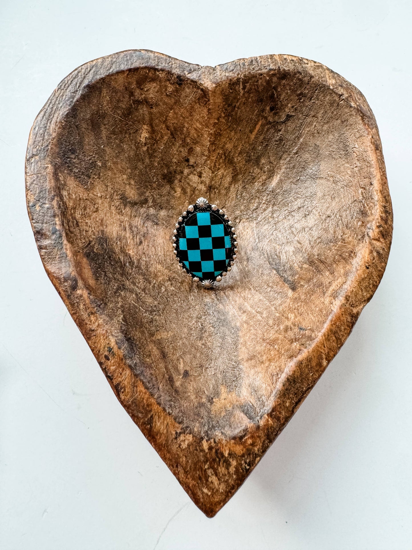 Western Checkered Cuff Ring - oval or lightning bolt