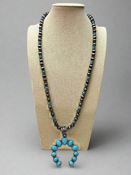 Faux Naja and Faux Pearl Necklace - 27 inch