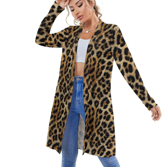 Baha Ranch Retro Pop Western Leopard Lightweight Cardigan