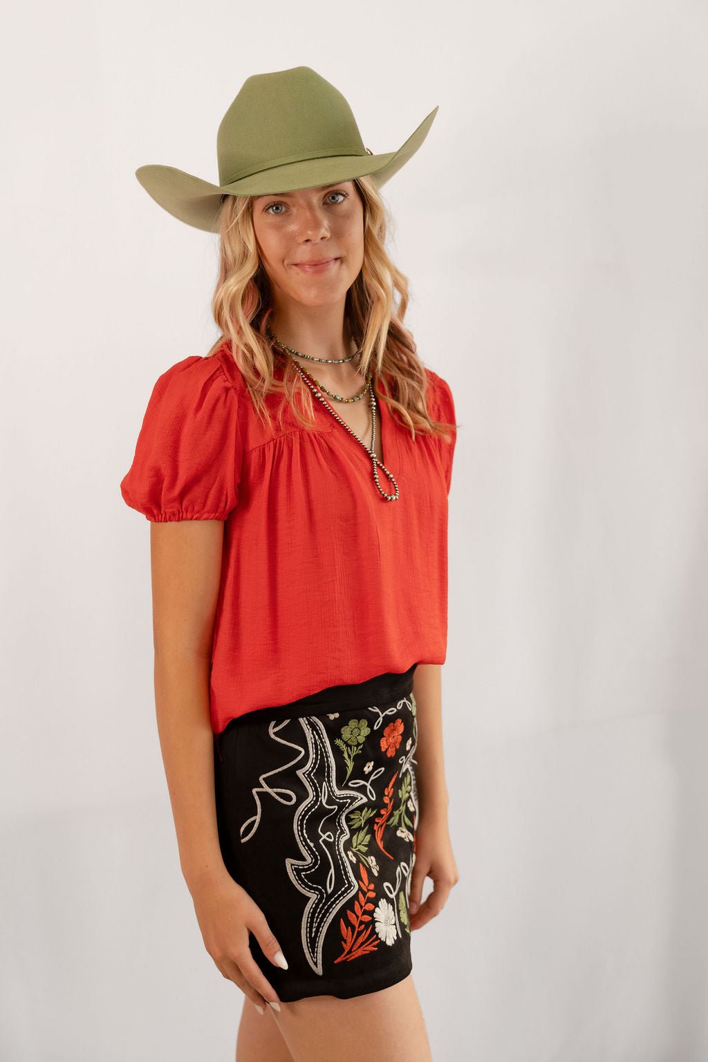 Floral Embroidered Skirt