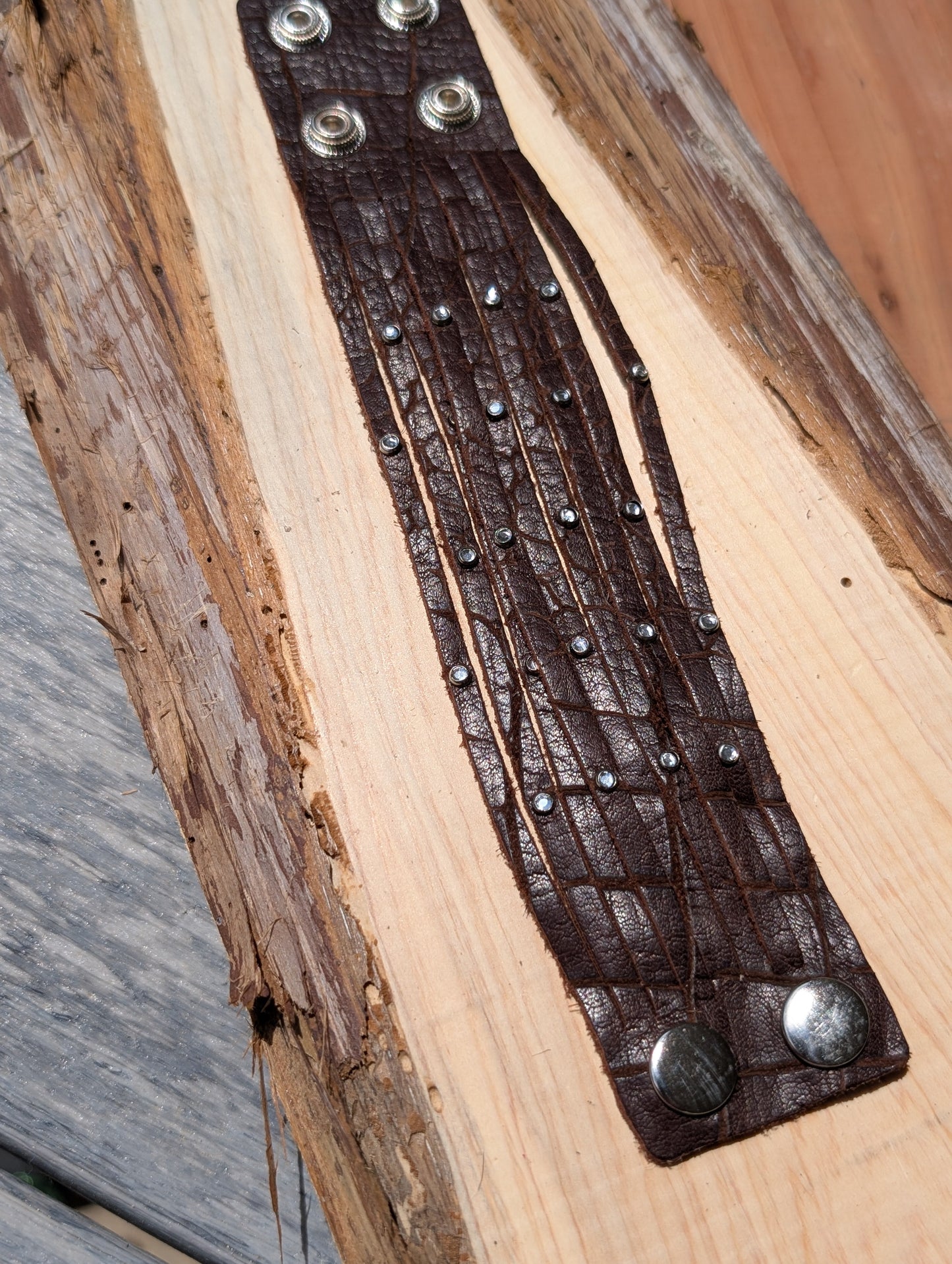 Genuine Leather Jewel Cuff Braclet