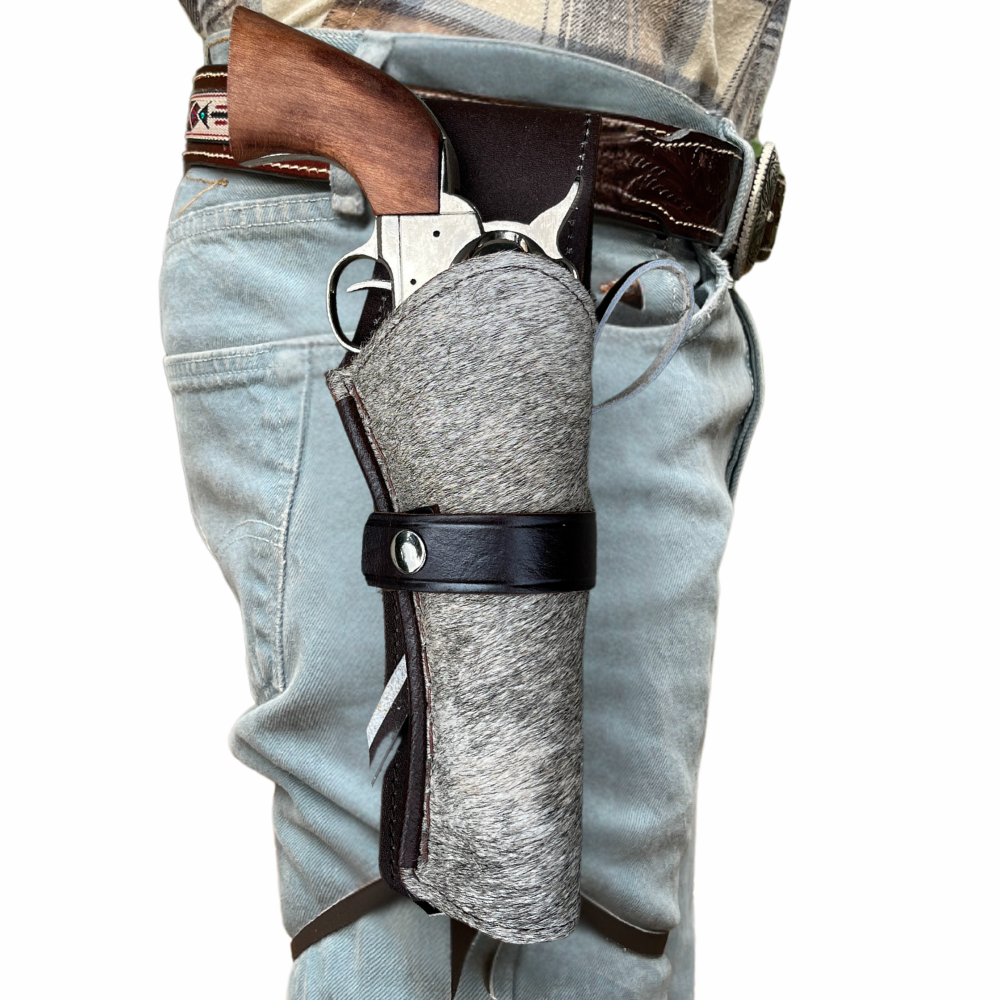 Hip Draw Western Holster | Real Cowhide - Grey