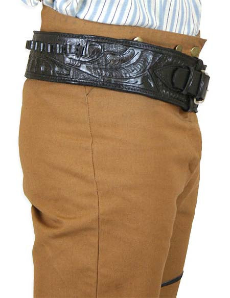 LEFT HAND Draw - 22 Caliber Revolver Leather Holster Belt - Black