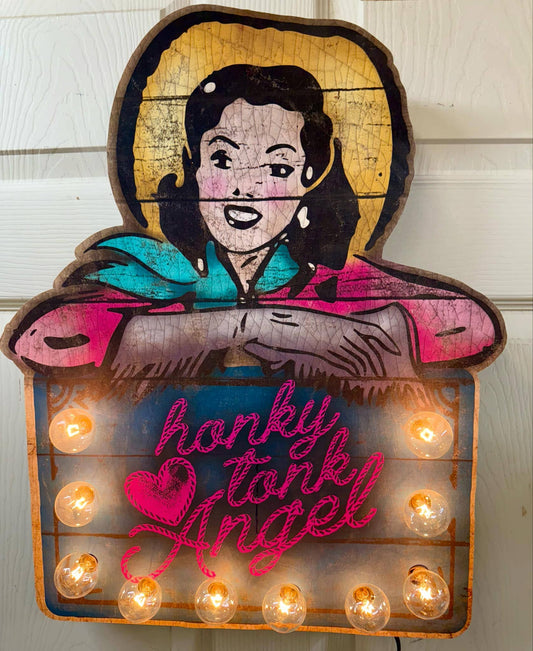 Honky Tonk Angel Marquee Sign
