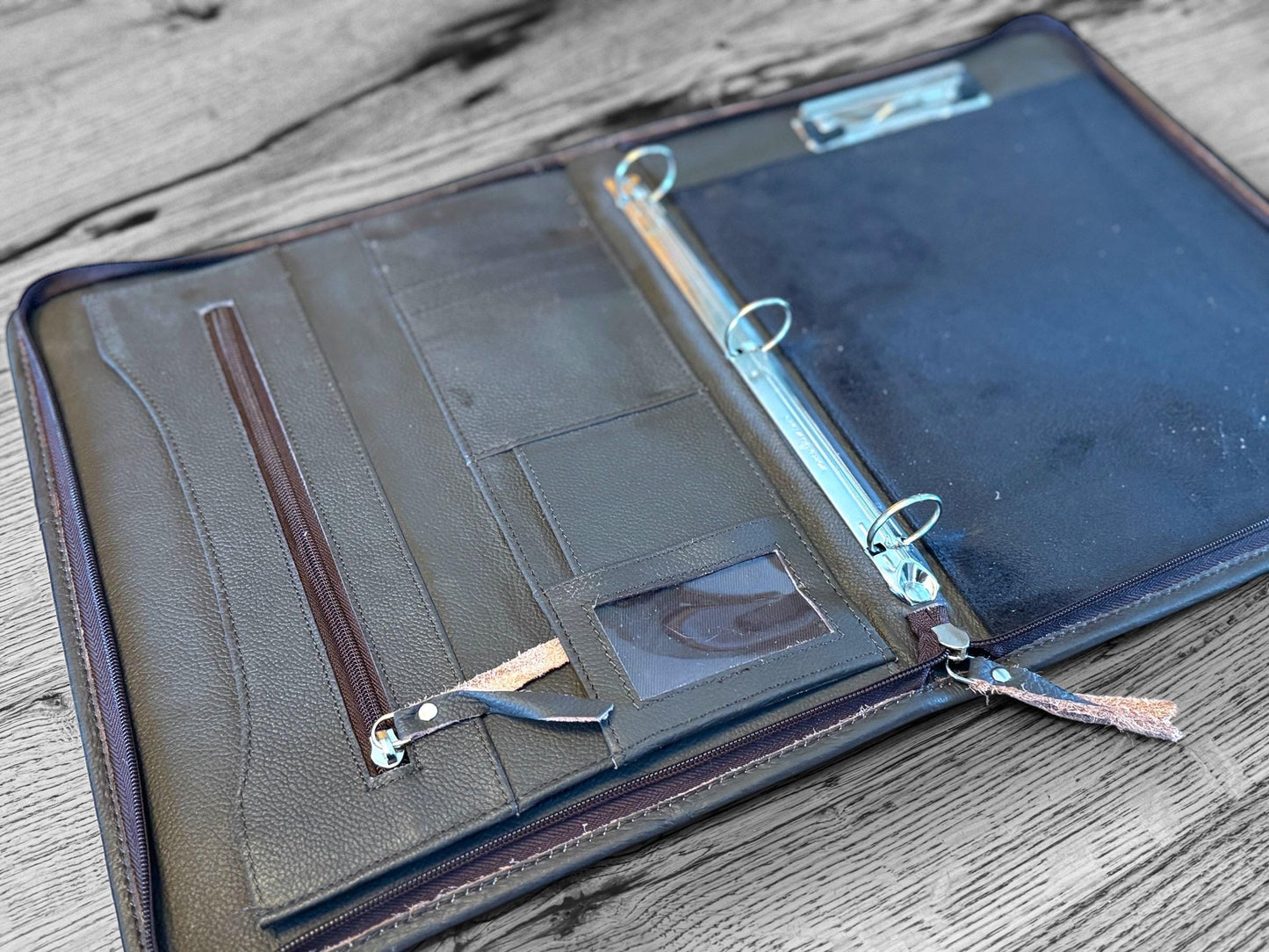 Business Autograph Headshot 3 Ring Folder Western Cowhide tooled leather by Double B Wild Rags