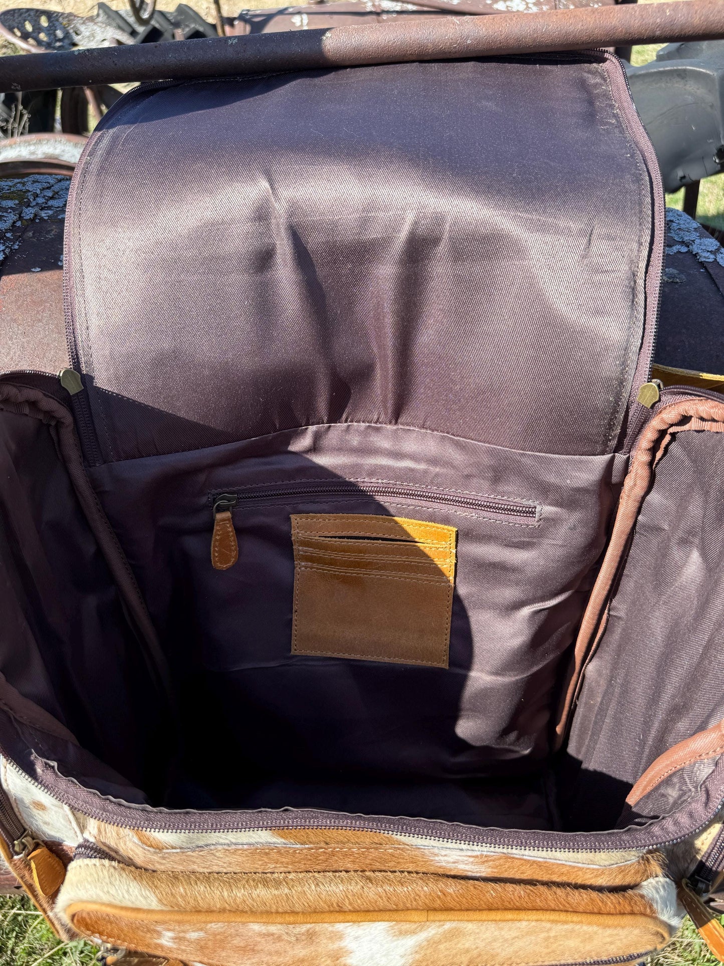 Genuine Western Cowhide Leather Backpack Diaper Bag Personal Item carry-on luggage