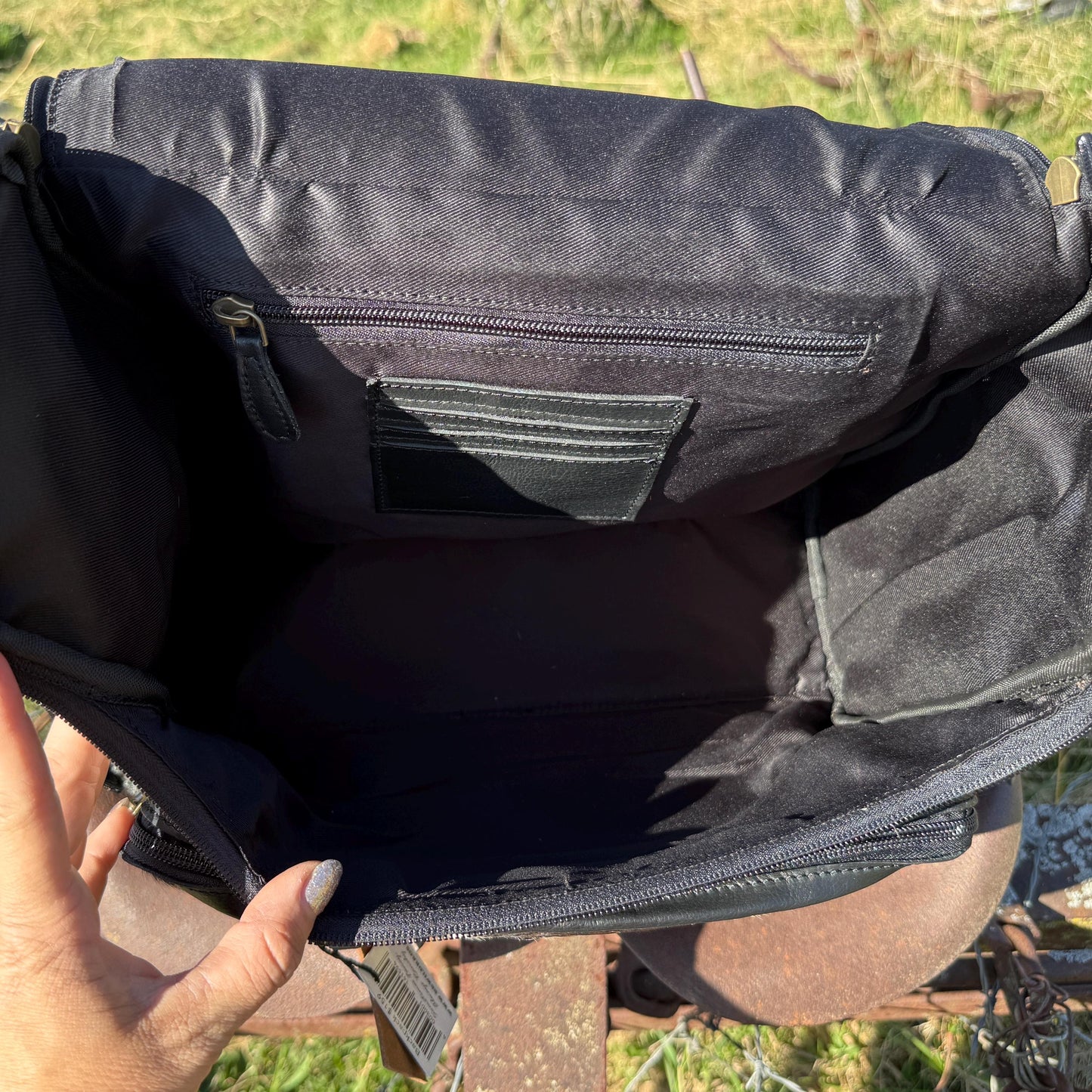 Genuine Western Cowhide Leather Backpack Diaper Bag Personal Item carry-on luggage