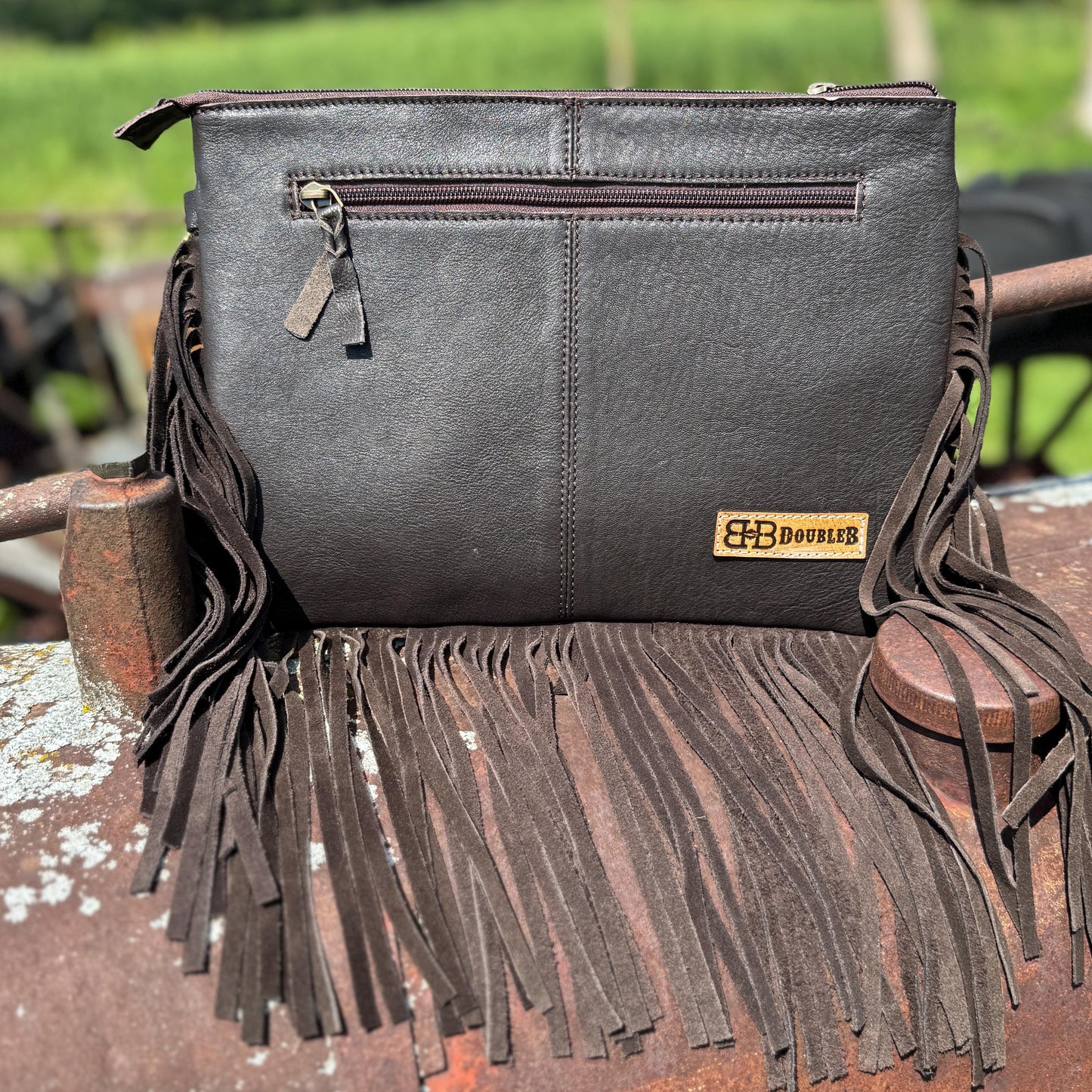 Genuine Western Cowhide Leather Purse and Clutch with Ace Cards and Dice painted details a Double B Wild Rags Exclusive