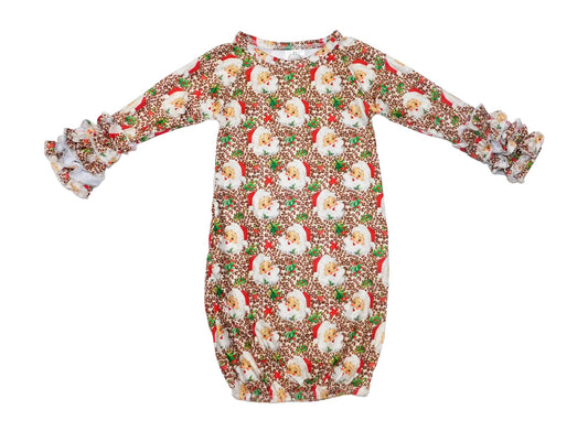 Vintage leopard Santa ruffle gown