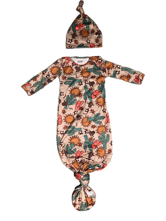 Cactus sun gown and hat set