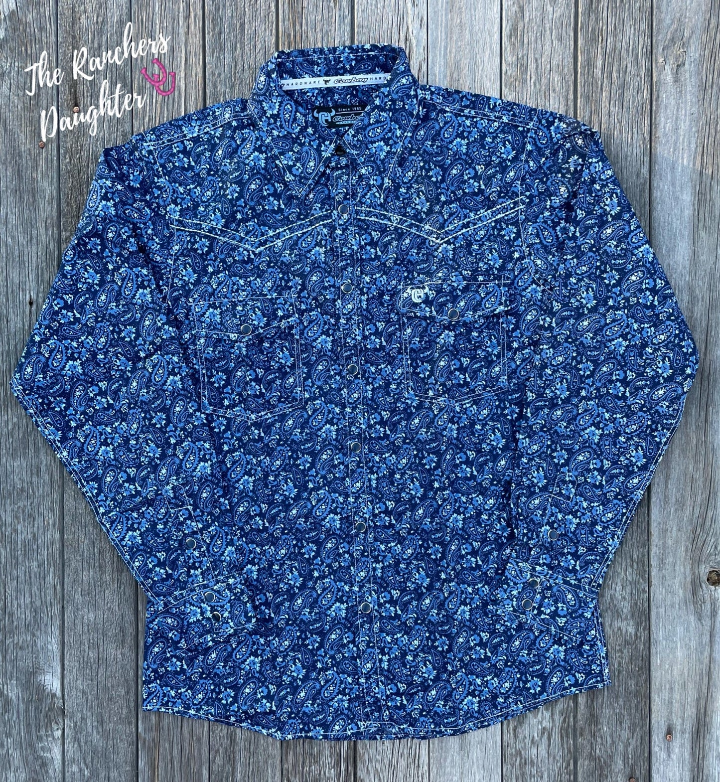Men’s Blue Paisley Western Shirt