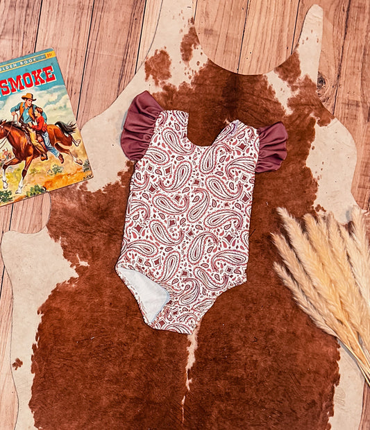 Pretty Paisleys Ruffle One Piece Swimsuit