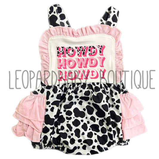Howdy cow ruffle Romper