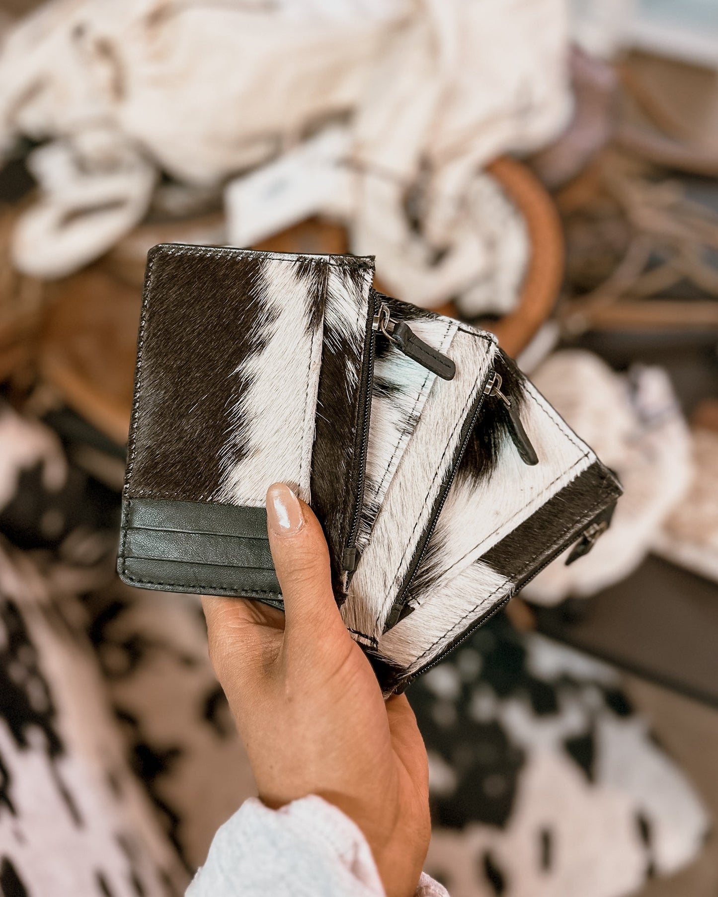 Cowhide Card Holder: Black
