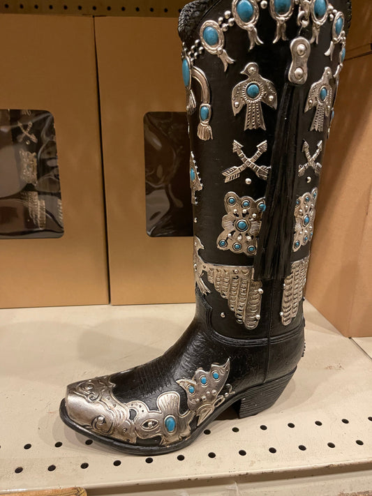 Black & Silver Vase with Turquoise Vase