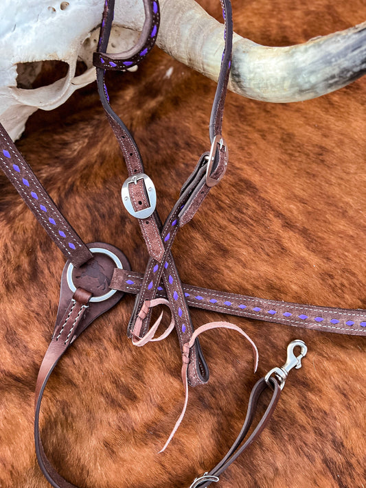 BuckStitch Betty Tack Set Purple/Chocolate