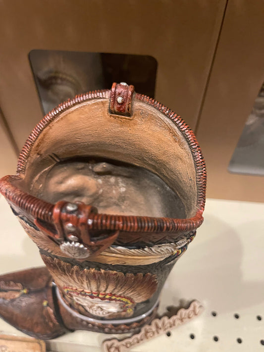 Cowskull Skeleton Chief Boot Vase