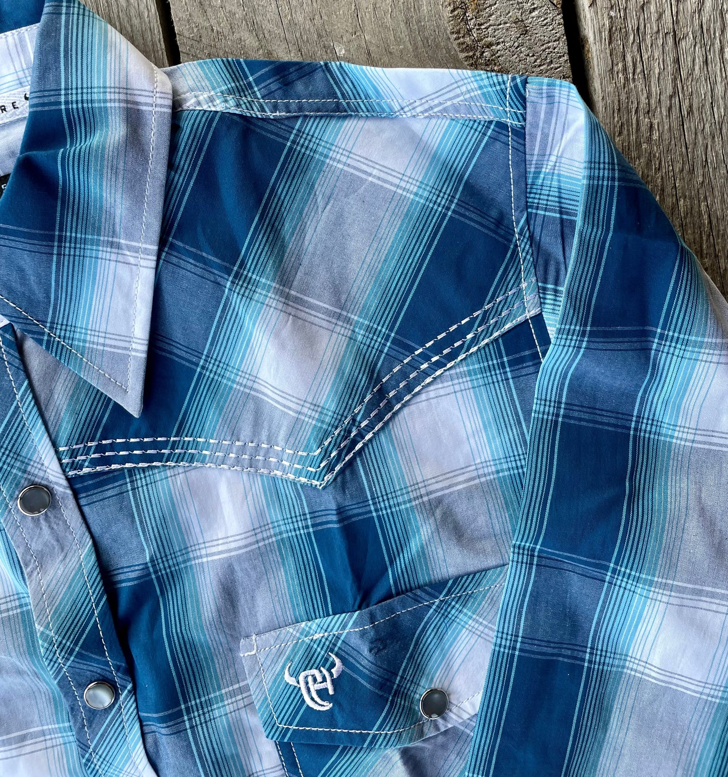 Teal/Turquoise Plaid Men’s Western Shirt