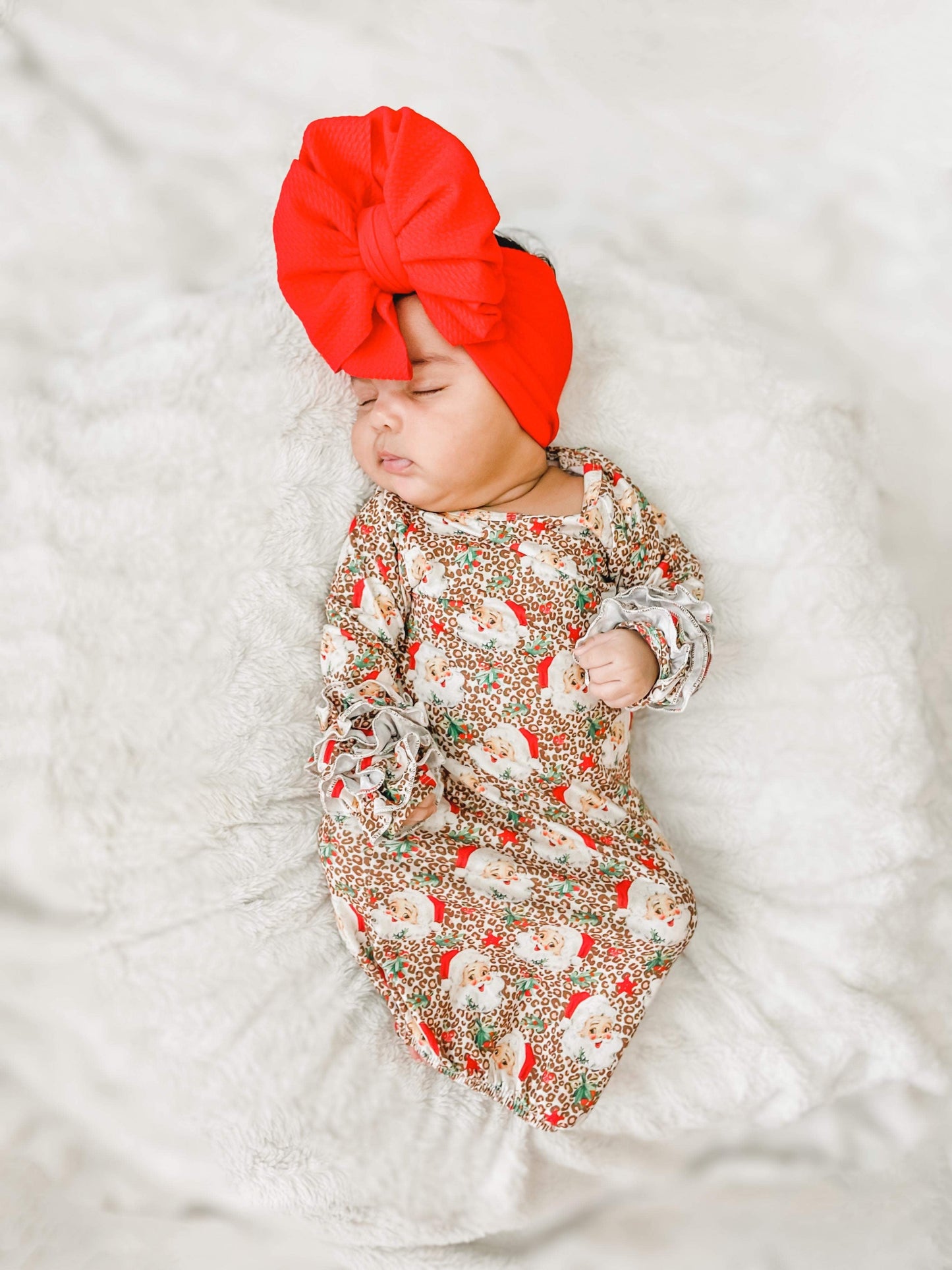 Vintage leopard Santa ruffle gown