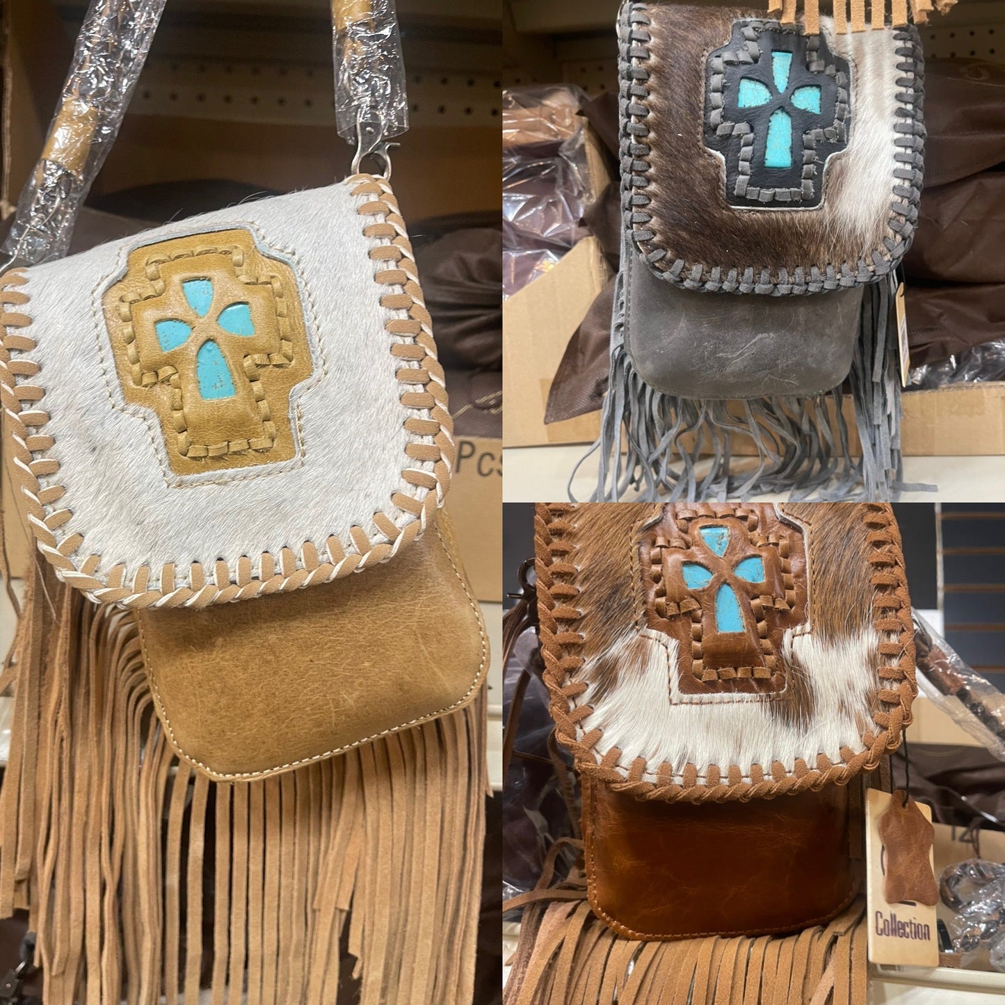 Turqouise Cross Belt Loop Fringe Crossbody