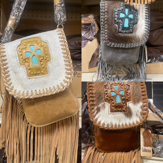 Turqouise Cross Belt Loop Fringe Crossbody