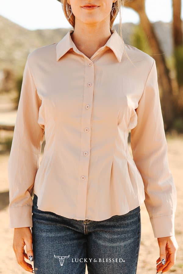 Mercedes Beige Button Down Shirt