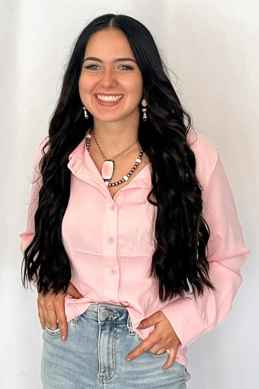 Mercedes Soft Pink Button Down Shirt