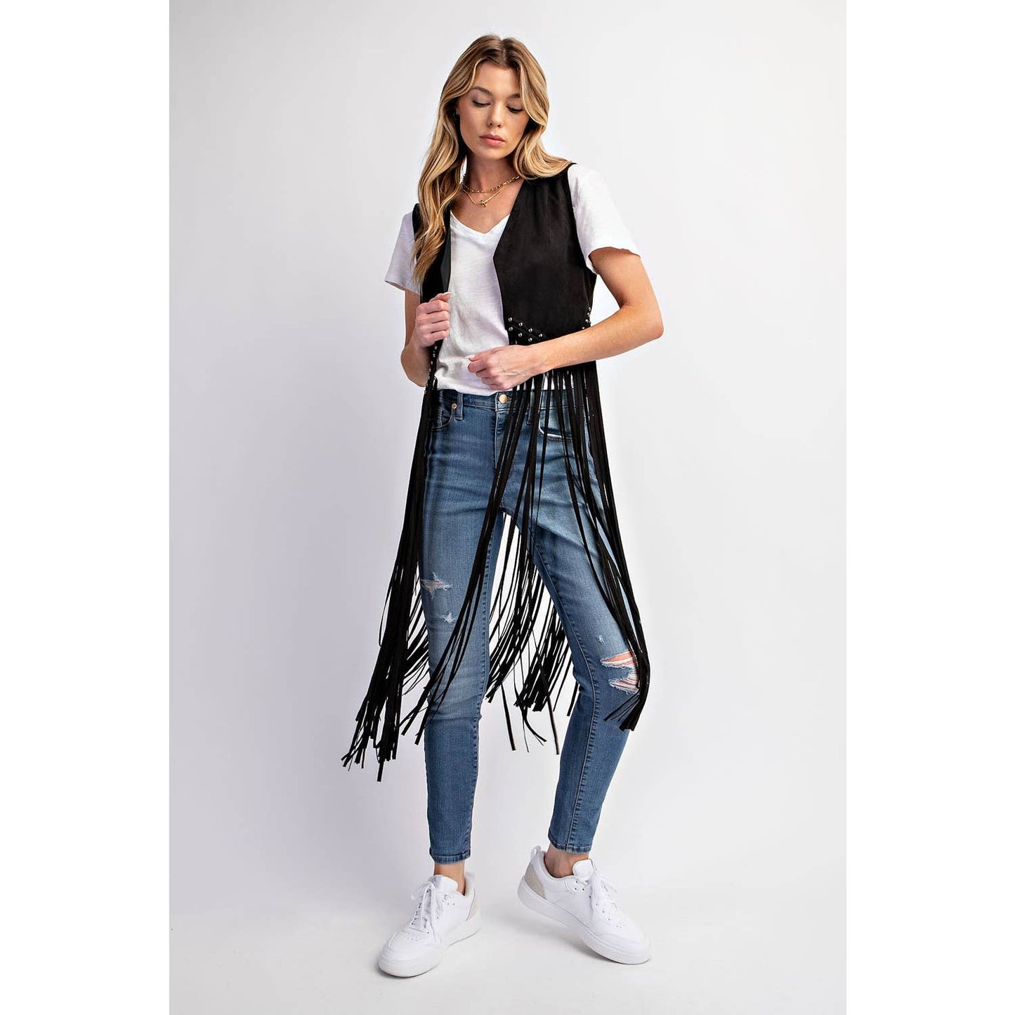 Midnight Ride Suede Studded Fringe Vest