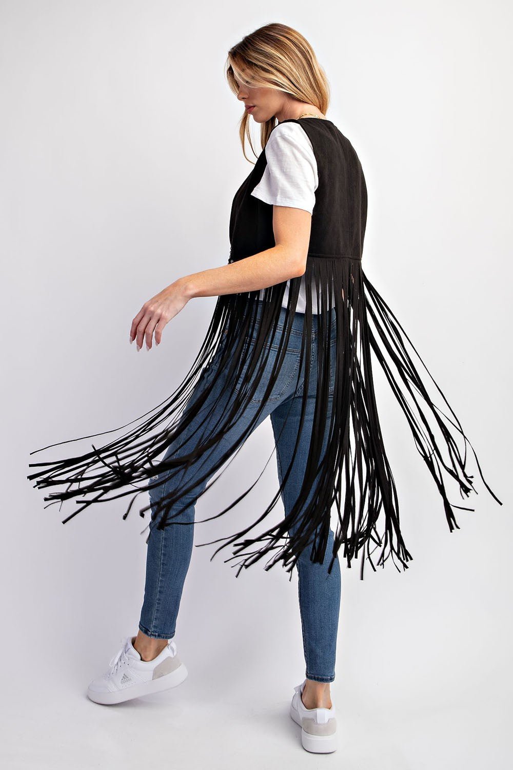 Midnight Ride Suede Studded Fringe Vest