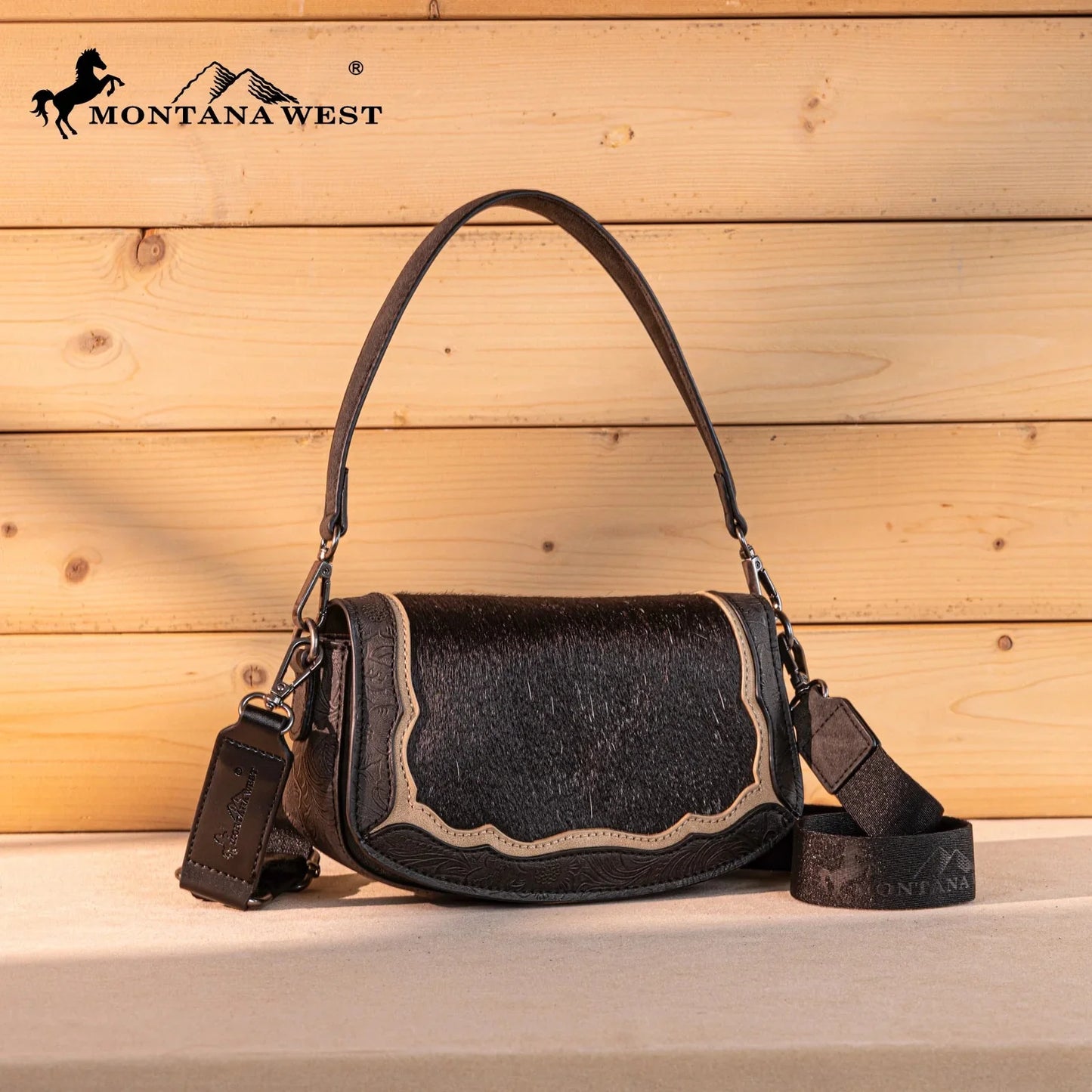 Montana West Cowhide Mini Shoulder Bag - Black