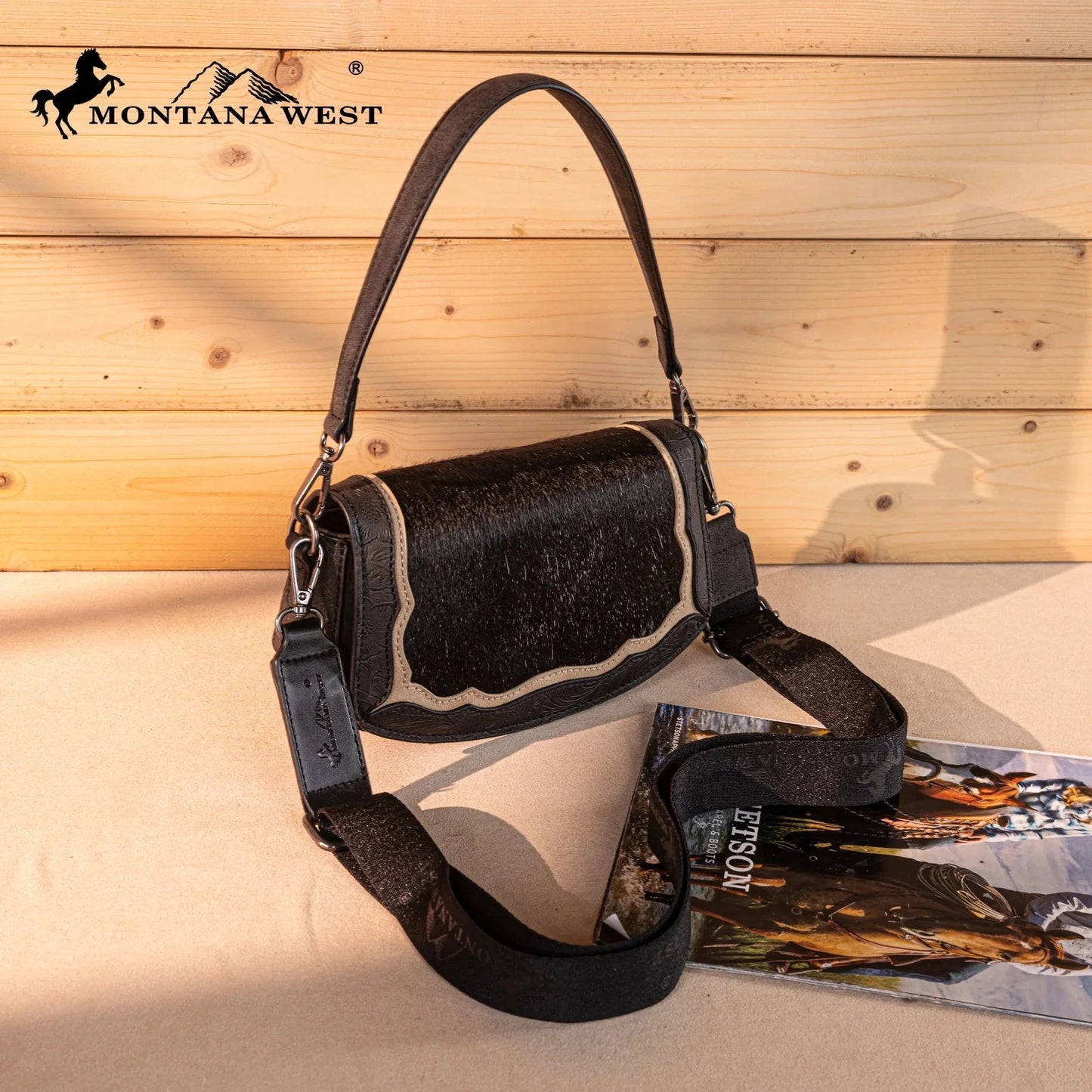 Montana West Cowhide Mini Shoulder Bag - Black