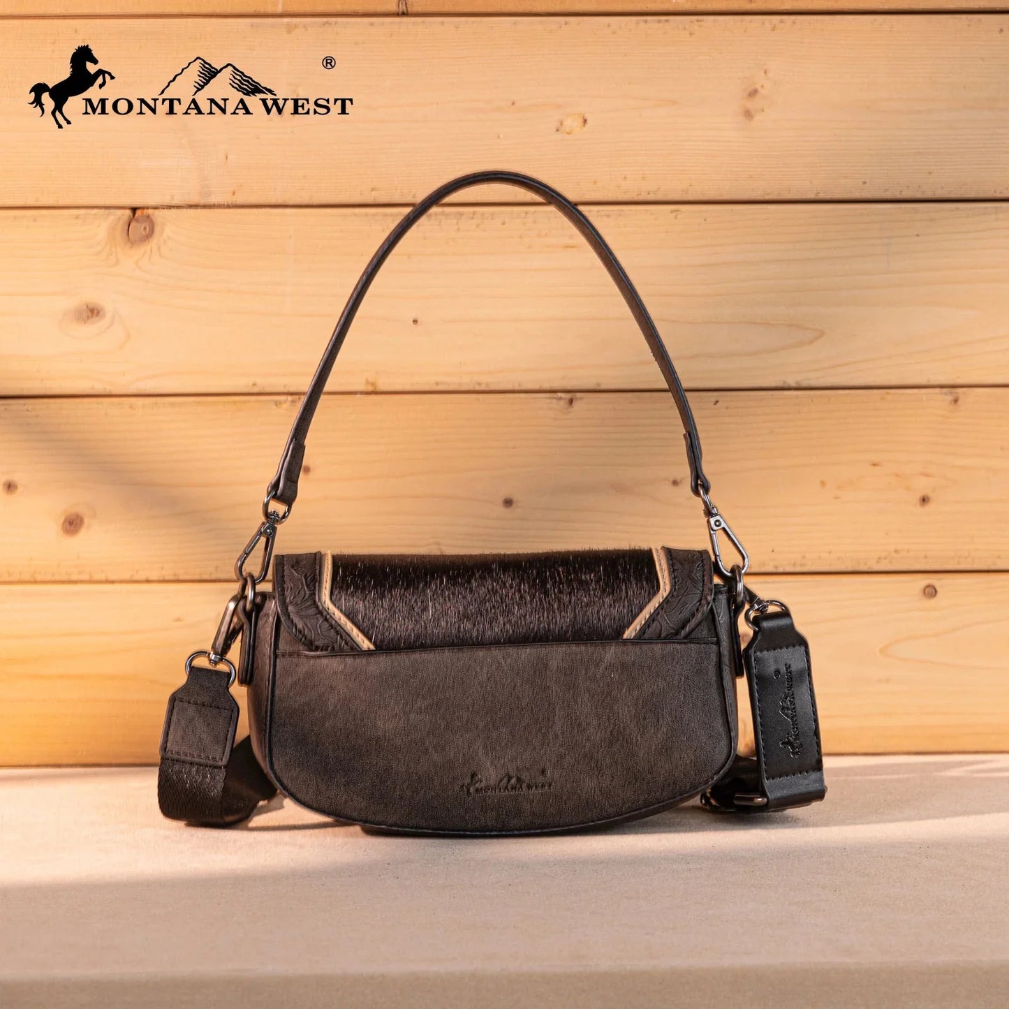 Montana West Cowhide Mini Shoulder Bag - Black