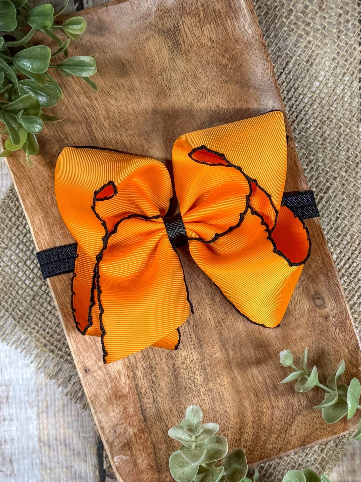 Orange with Black Moonstitch Bow Headband