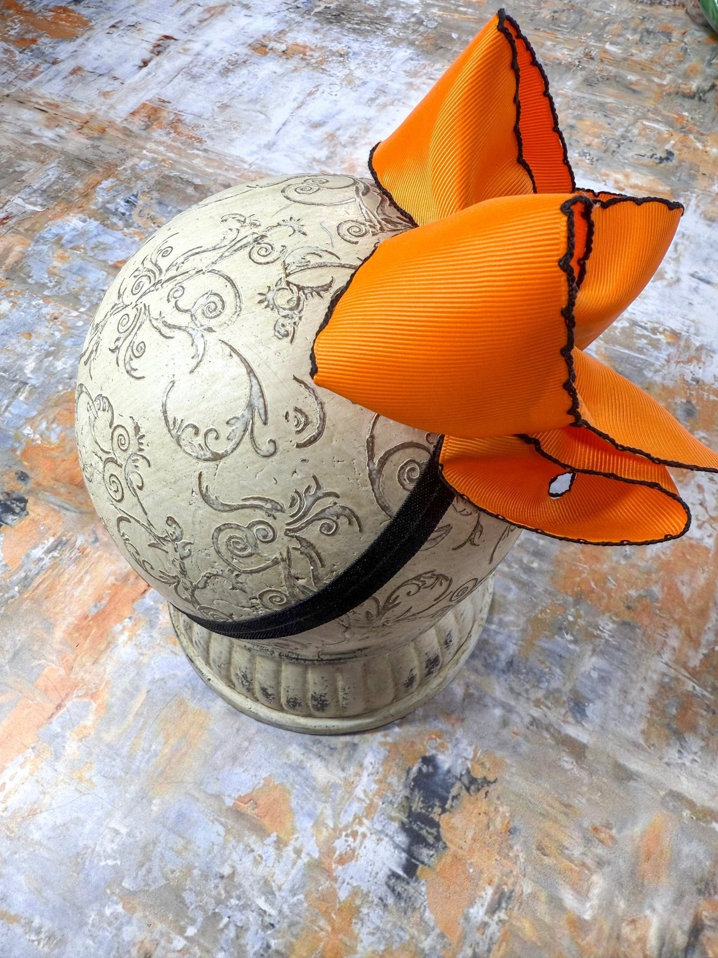 Orange with Black Moonstitch Bow Headband