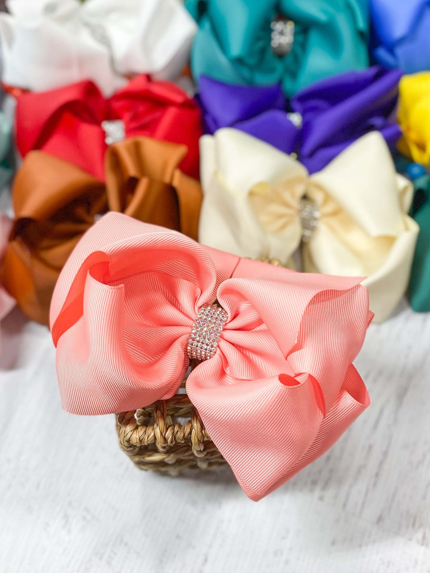 Oversize Rhinestone Hair Bows - Alligator Clip - 5.5"