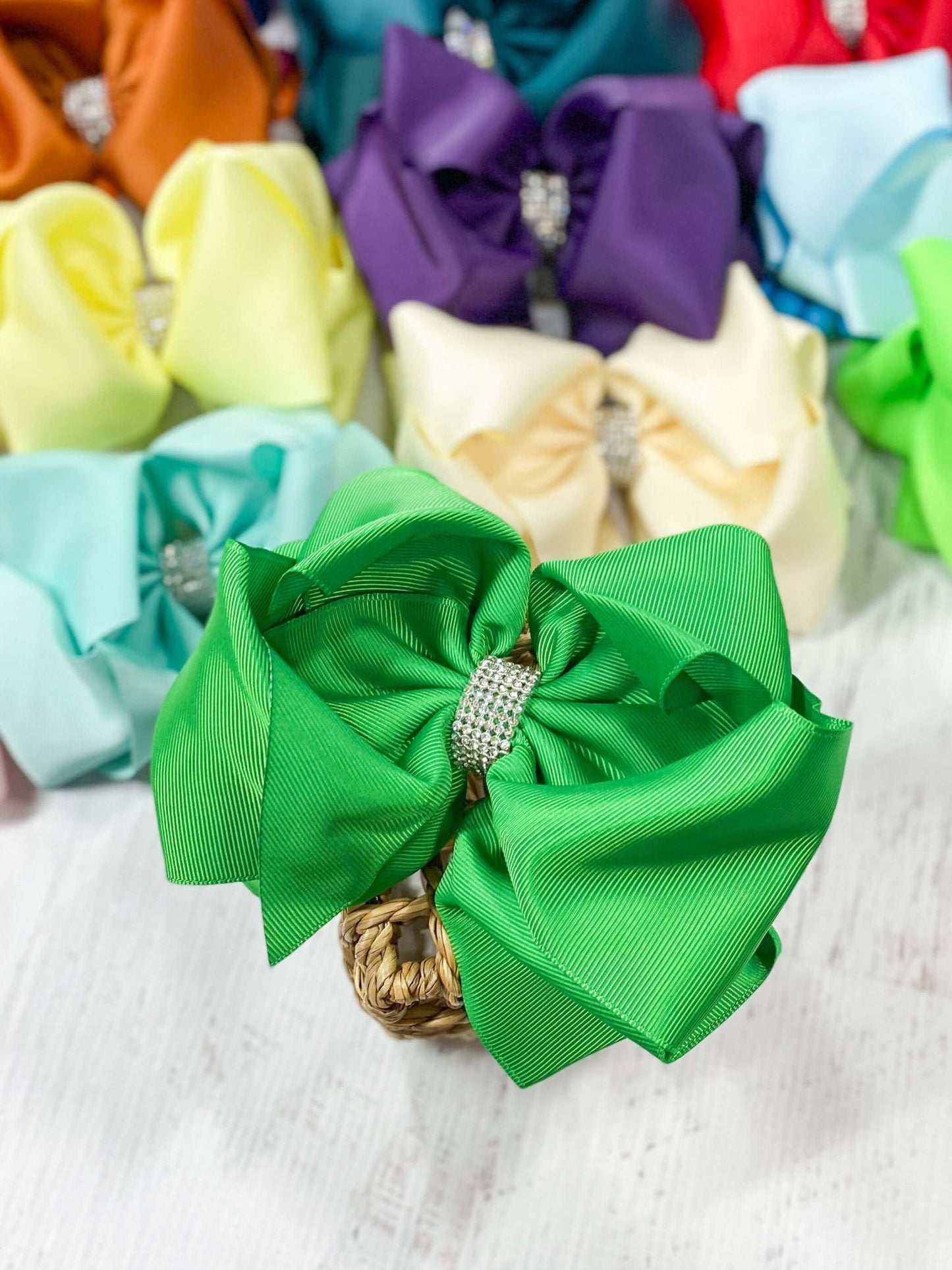 Oversize Rhinestone Hair Bows - Alligator Clip - 5.5"