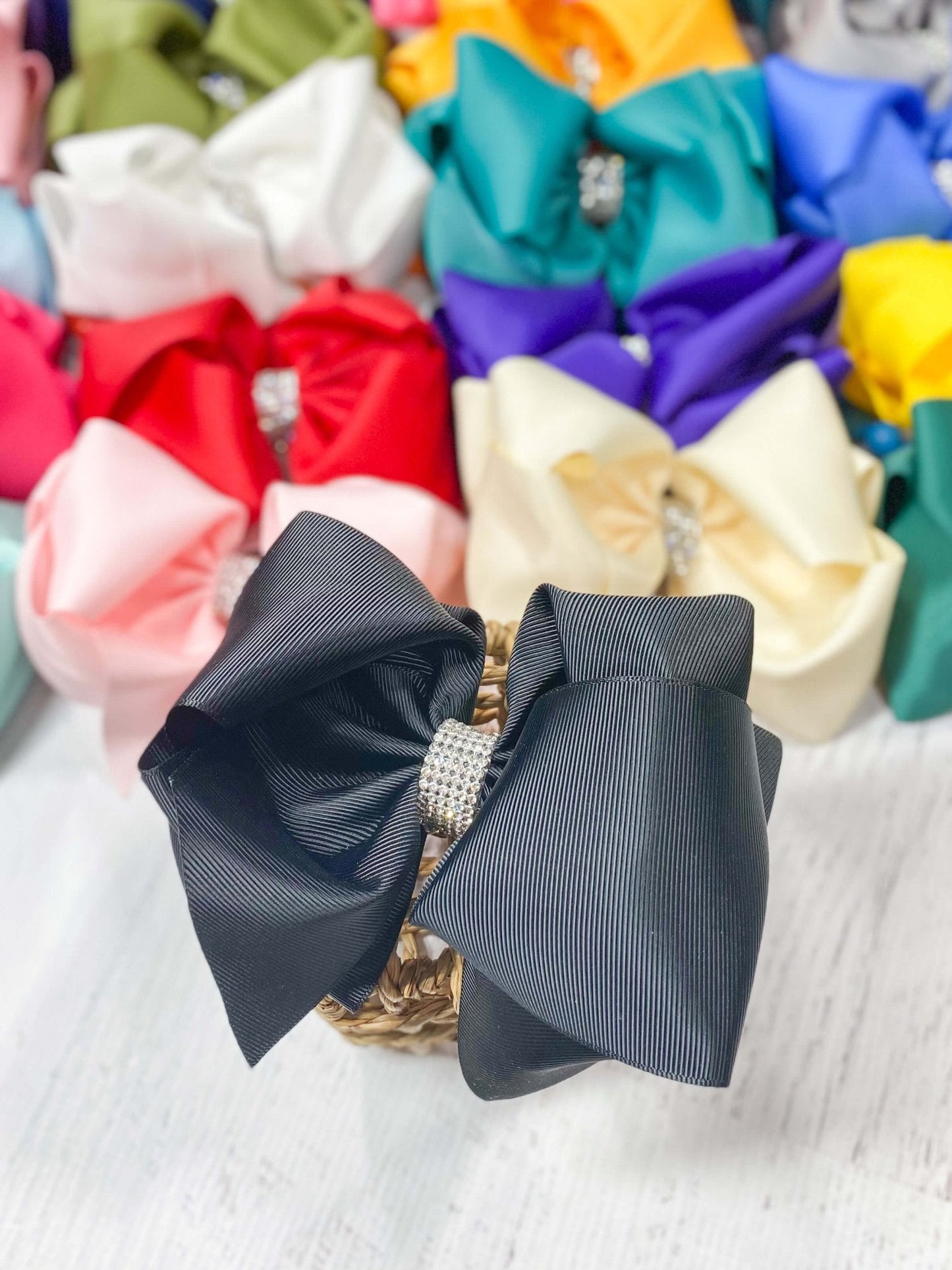 Oversize Rhinestone Hair Bows - Alligator Clip - 5.5"