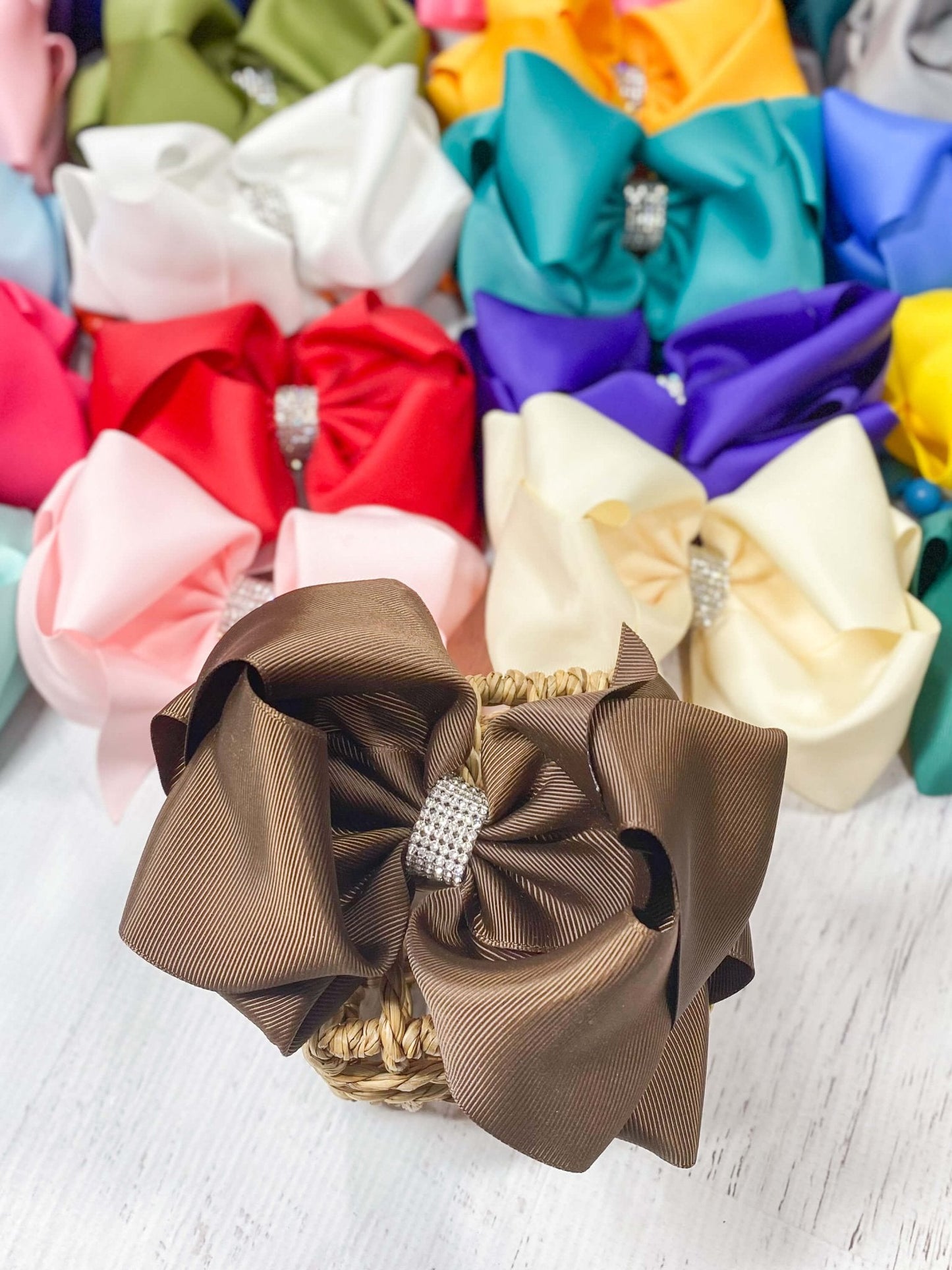 Oversize Rhinestone Hair Bows - Alligator Clip - 5.5"