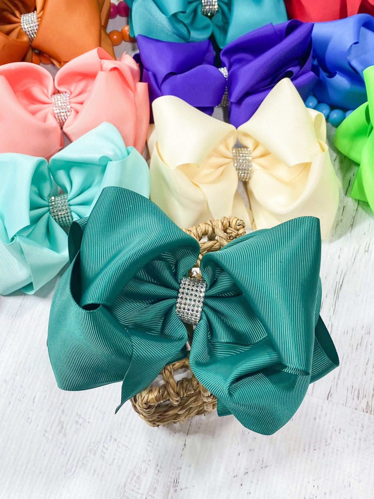 Oversize Rhinestone Hair Bows - Alligator Clip - 5.5"