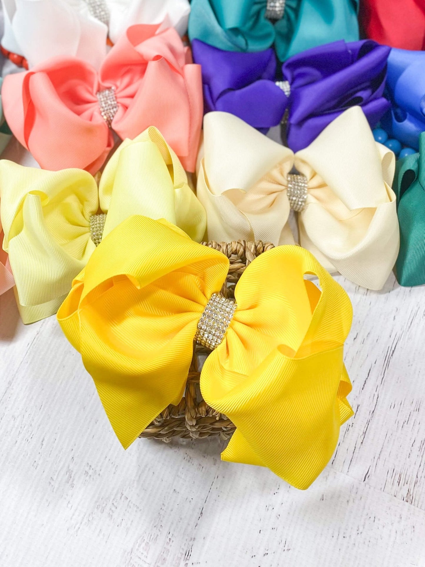 Oversize Rhinestone Hair Bows - Alligator Clip - 5.5"