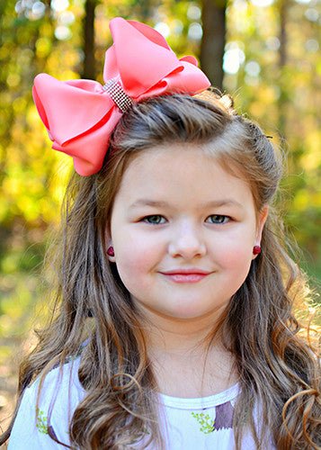 Oversize Rhinestone Hair Bows - French Clip - 5.5"